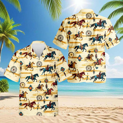 Netecom Wild Horse Hawaiian Shirt for Men, Button Down Summer Beach Short Sleeve, Sport Style, S-5XL