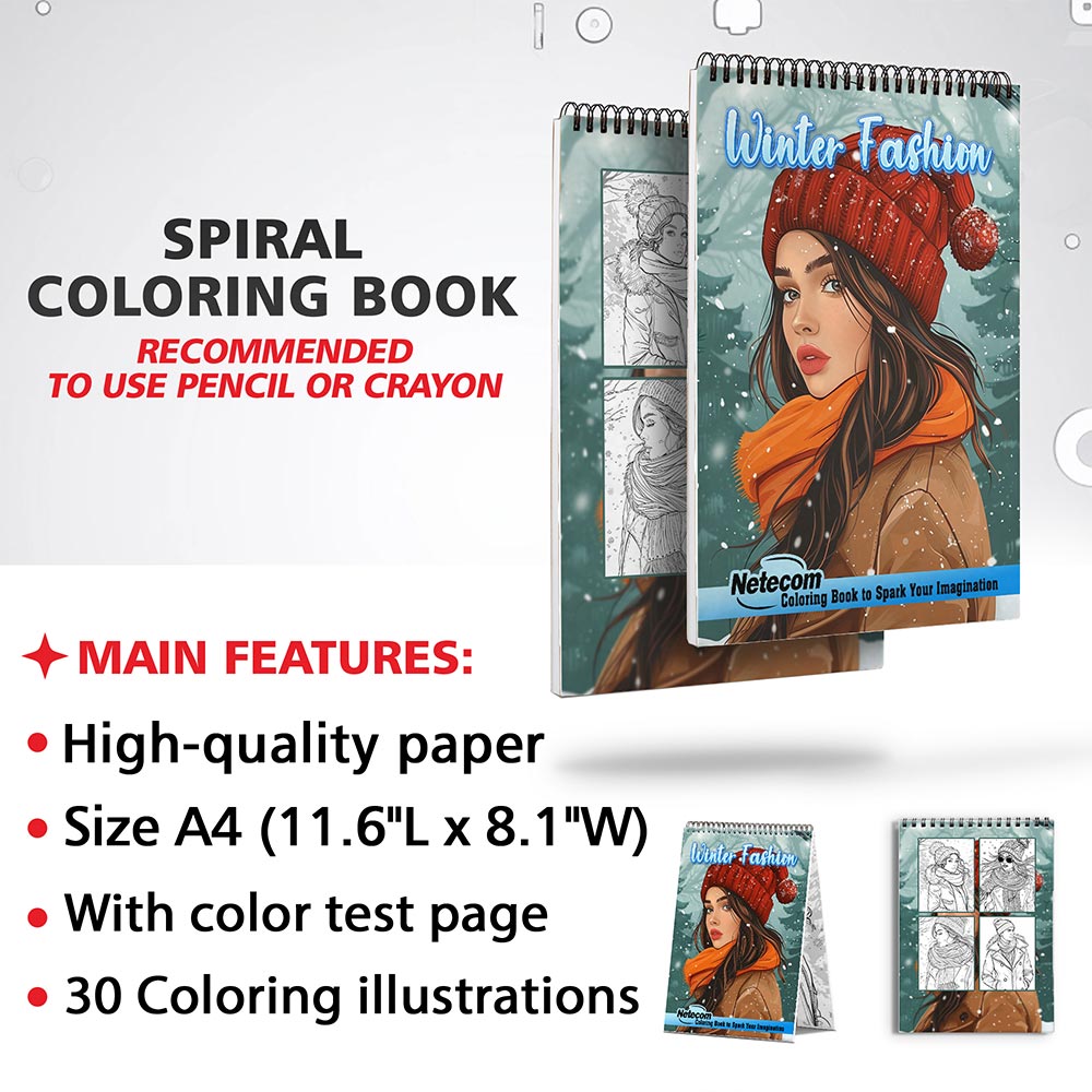 Netecom Winter Fashion Coloring Sheets for Adults