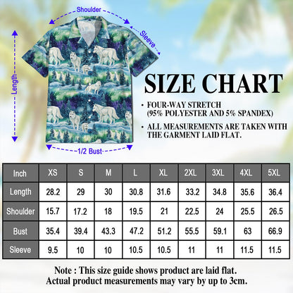 Netecom Winter Wolf Hawaiian Shirt for Men, Wolf Lover Gifts, Wild Animal Button Down Summer Beach Short Sleeve, Sizes S-5XL