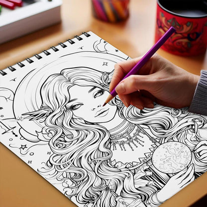 Netecom Witch Coloring Book Spiral Bound for Adults