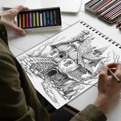 Netecom Witch Cottage Spiral Bound Coloring Book for Adults
