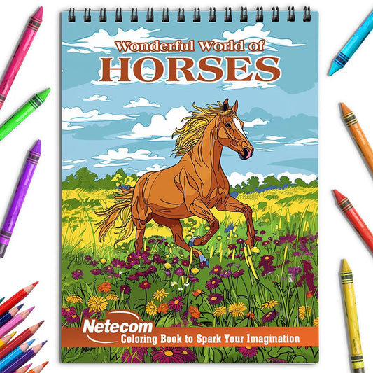 Netecom Wonderful World of Horses Coloring Book for Adults