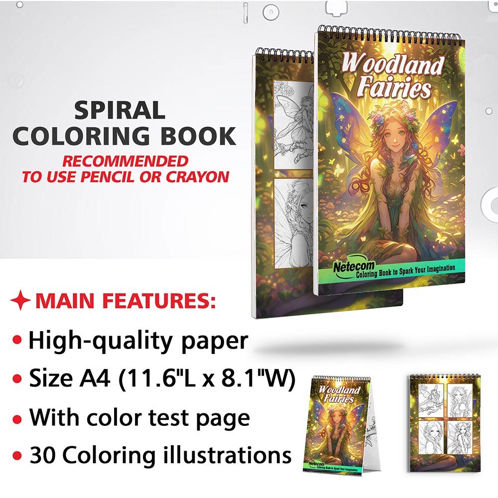 Netecom Woodland Fairies Coloring Sheets for Adults
