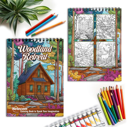 Netecom Woodland Retreat Spiral Coloring Book for Adults