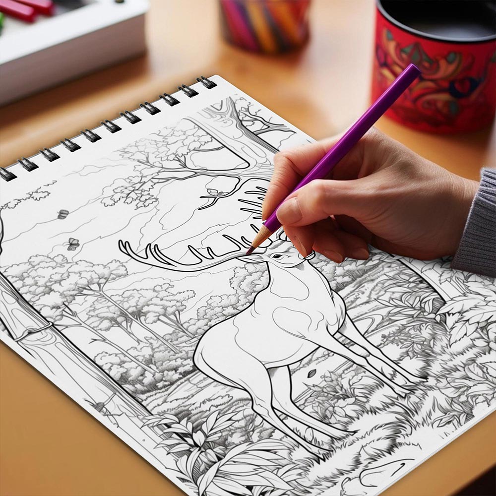 Netecom Woodland Retreat Coloring Book Spiral Bound for Adults