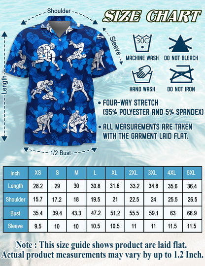 Netecom Wrestling Hawaiian Shirt for Men, Sporty Style, Button Down Summer Beach Short Sleeve, S-5XL