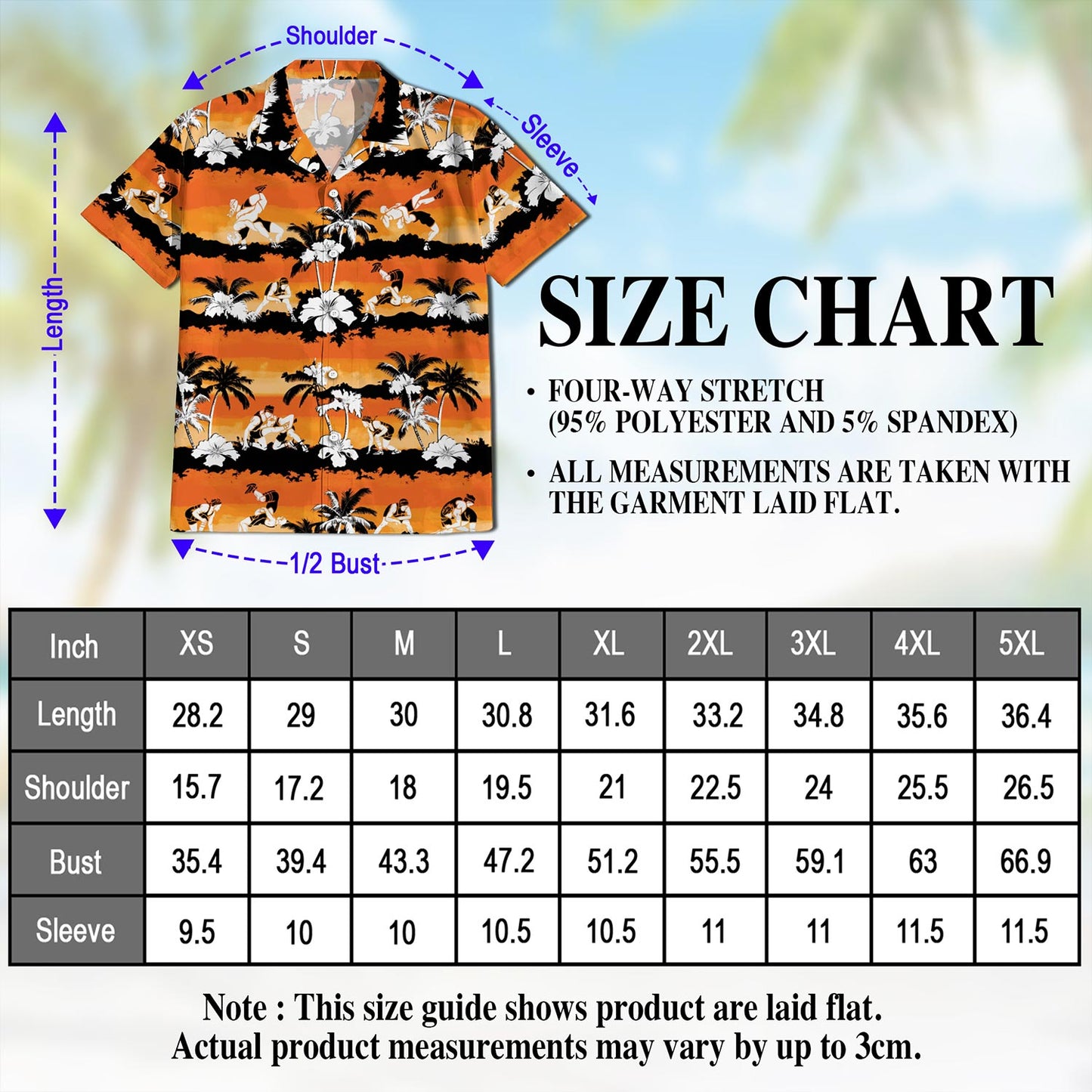 Netecom Wrestling Orange Hibiscus Hawaiian Shirt for Men, Button Down Summer Beach Short Sleeve, Tropical Style, S-5XL