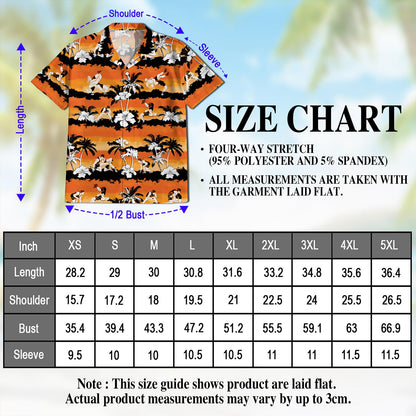 Netecom Wrestling Orange Hibiscus Hawaiian Shirt for Men, Button Down Summer Beach Short Sleeve, Tropical Style, S-5XL