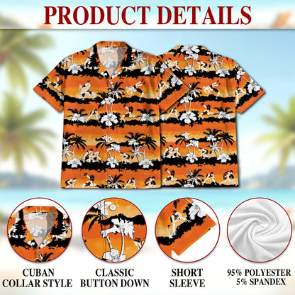 Netecom Wrestling Orange Hibiscus Hawaiian Shirt for Men, Button Down Summer Beach Short Sleeve, Tropical Style, S-5XL