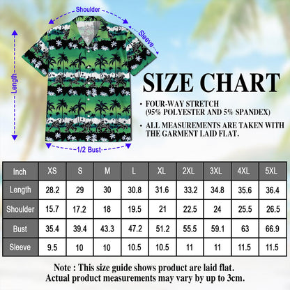 Netecom Wrestling Time Green Palm Tree Hawaiian Shirt for Men, Button Down Summer Beach Short Sleeve, Tropical Style, S-5XL