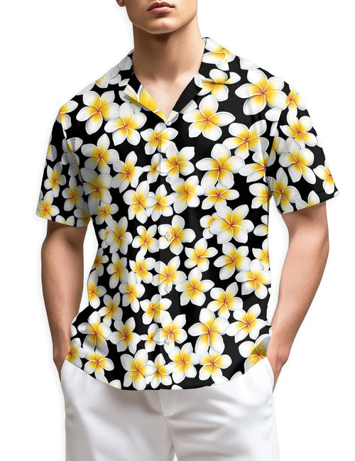 Netecom Yellow Plumeria Hawaiian Shirt for Men