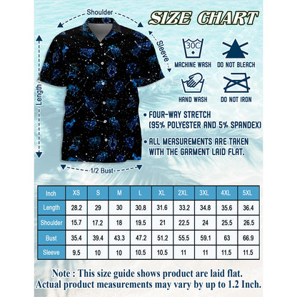 Netecom Zodiac Hawaiian Shirt for Men, Button Down Summer Beach Short Sleeve, Zodiac Style, Sizes S-5XL