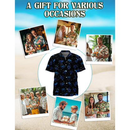 Netecom Zodiac Hawaiian Shirt for Men, Button Down Summer Beach Short Sleeve, Zodiac Style, Sizes S-5XL