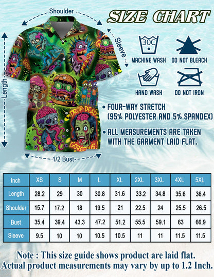 Netecom Zombie Hawaiian Shirt for Men, Funny Style, Button Down Summer Beach Short Sleeve, S-5XL