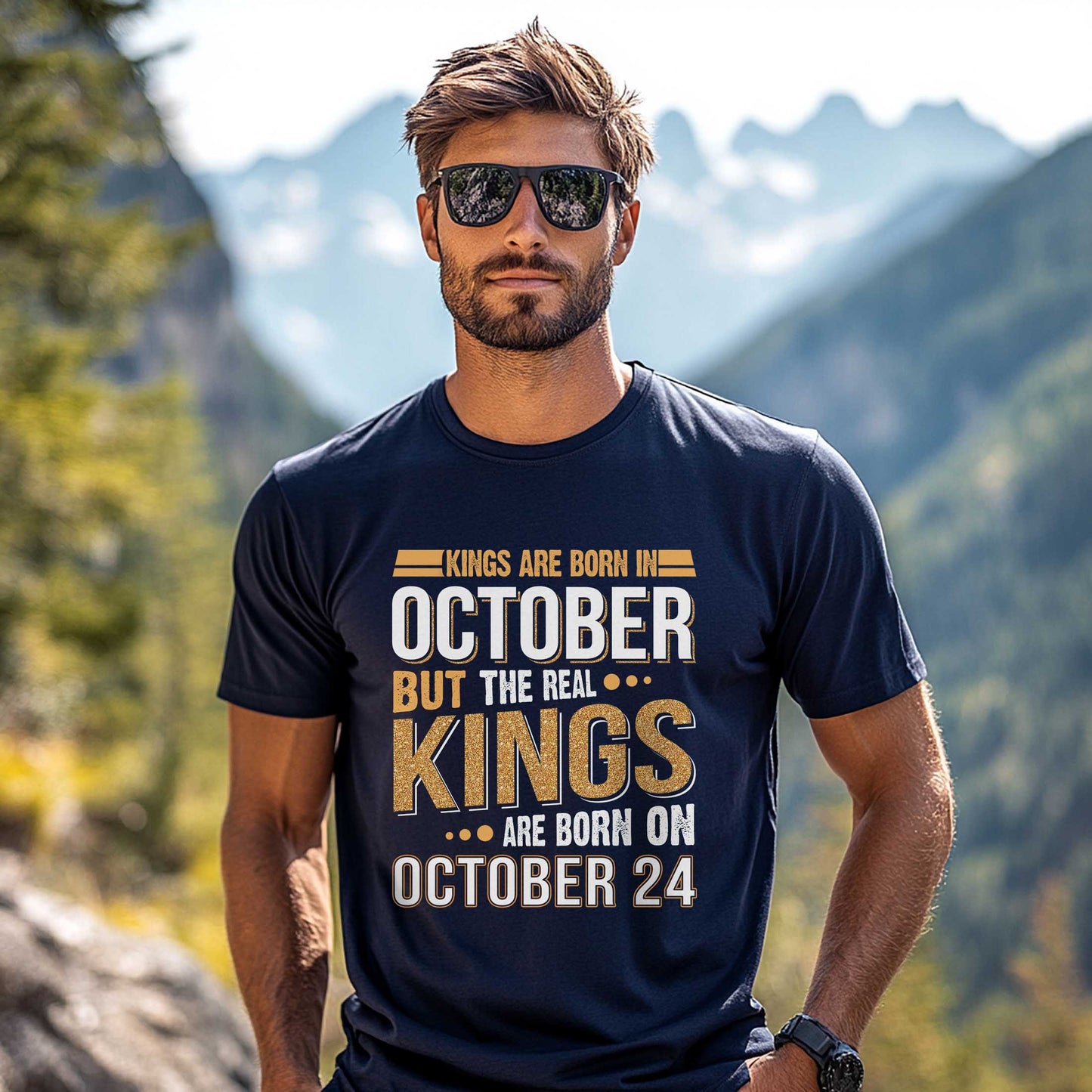 Custom October Birthday T-Shirt for Men, Personalized Birthday Gift for Him, Born On Date Gift, Funny Birthday Tee