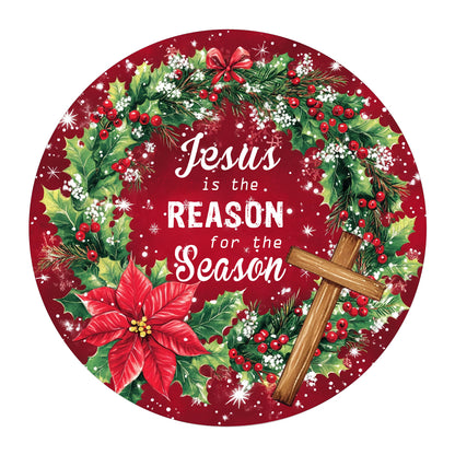 Netecom Religious Christmas Ornament, Jesus is the Reason for the Season Ceramic Ornament for Xmas Tree Hanging Decorations Gift, Inspirational Gifts for Christian, Holiday Party Present