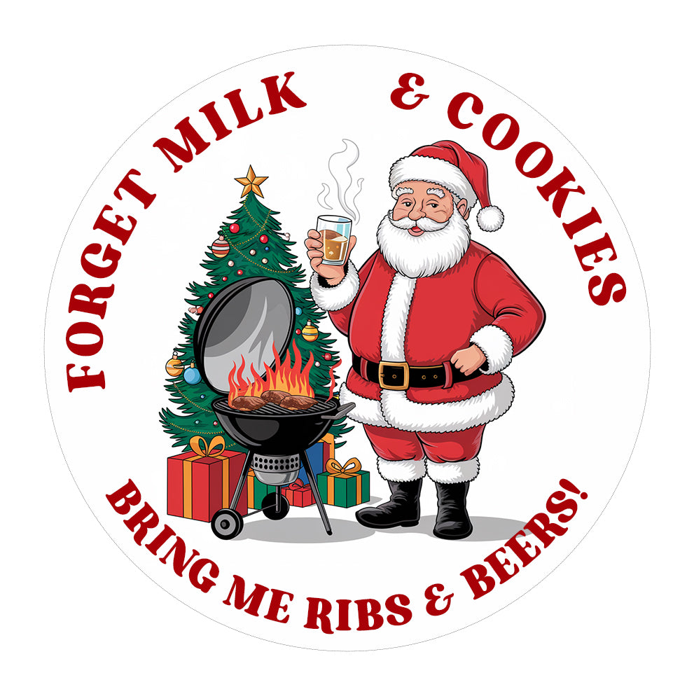 Netecom Funny Forget Milk & Cookies Bring Me Ribs and Beers Christmas Ornaments, Santa Claus Ceramic Ornament for Xmas Tree Hanging Decoration Gift, Gifts for Friends Family, Holiday Present