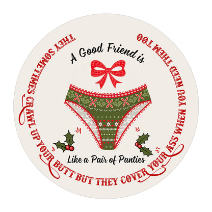 Netecom Funny Best Friend Ornament for Women, A Good Friend is Like a Pair of Panties Ceramic Ornament for Christmas Tree Hanging Decorations Gift, Besties Friendship Gifts, Holiday Present