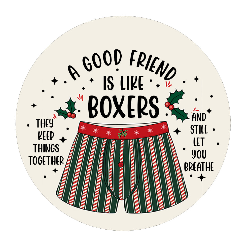 Netecom Funny Best Friend Ornament for Men, A Good Friend is Like Boxers Ceramic Ornament for Christmas Tree Hanging Decorations Gift, Friendship Gifts, Holiday Party Present
