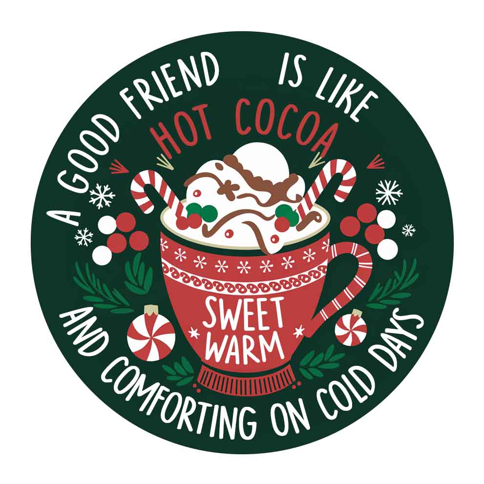 Netecom Funny Best Friend Christmas Ornament, A Good Friend is Like Hot Cocoa Ceramic Ornament for Xmas Tree Hanging Decorations Gift, Friendship Gifts for Men Women, Holiday Party Present