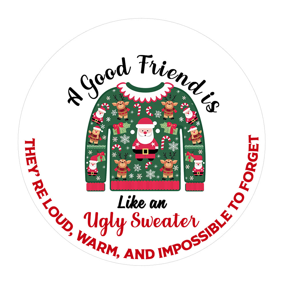 Netecom Funny Best Friend Christmas Ornament, A Good Friend Is Like An Ugly Sweater Ceramic Ornament for Xmas Tree Hanging Decorations Gift, Friendship Gifts for Men Women, Holiday Present