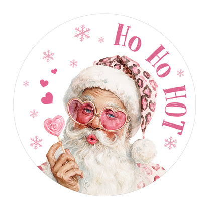 Netecom Funny Ho Ho Hot Santa Christmas Ornament, Santa Claus with Pink Heart Glasses and Candy Ceramic Ornament for Xmas Tree Hanging Decorations Gift, Home Decor, Holiday Party Present