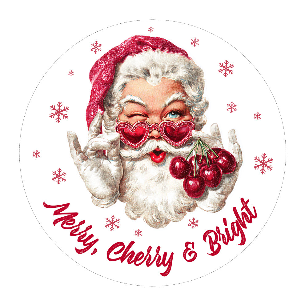 Netecom Funny Santa Claus with Heart Glasses and Fruit Christmas Ornament, Merry Cherry & Bright Ceramic Ornament for Xmas Tree Hanging Decorations Gift, Home Decor, Holiday Party Present