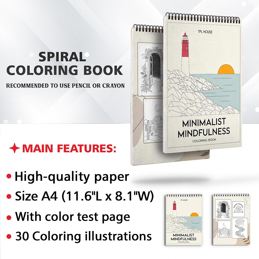 PLHOUSE Minimalist Mindfulness Coloring Sheets for Adults