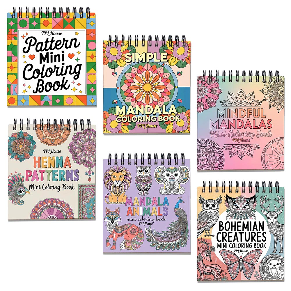 Pattern Mini Coloring Book Spiral Bound for Adult