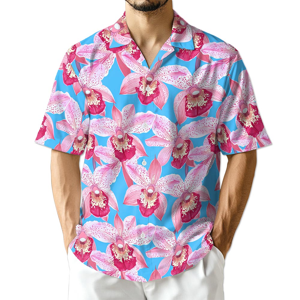 Netecom Pink Orchid Hawaiian Shirt for Men