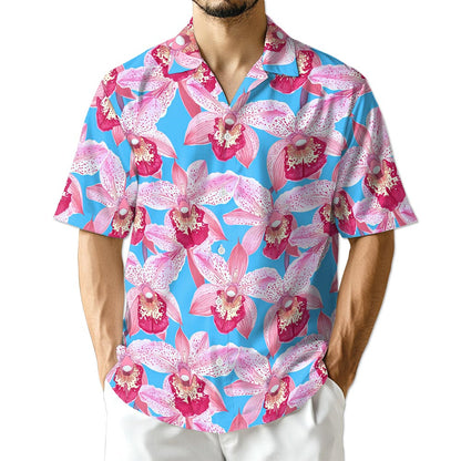 Netecom Pink Orchid Hawaiian Shirt for Men