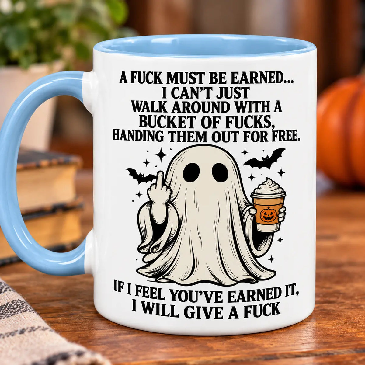 Funny Halloween Ghost Coffee Mug, Sarcastic Spooky Season Gift
