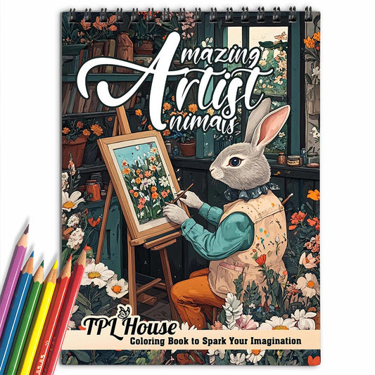 TPLHOUSE Amazing Animal Artists Coloring Book for Adults