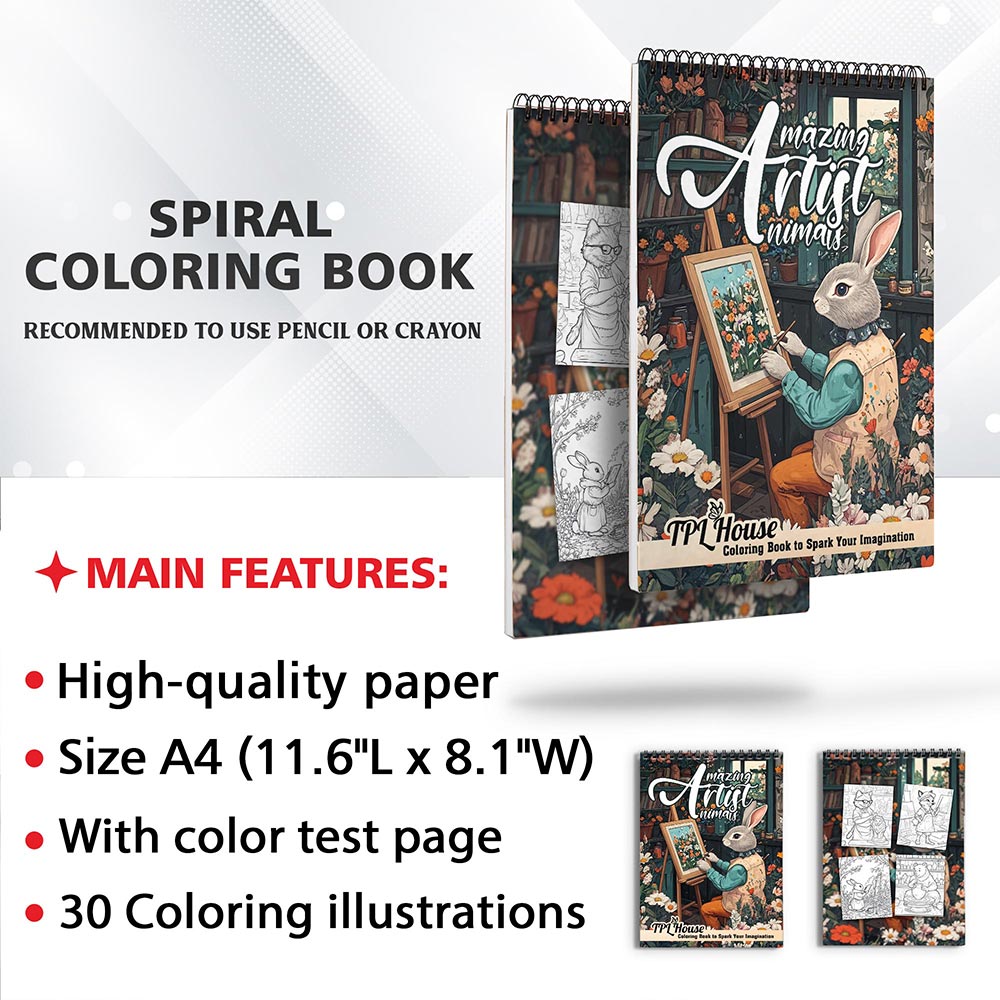 TPLHOUSE Amazing Animal Artists Coloring Sheets for Adults