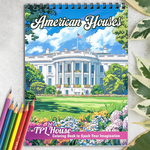 TPLHOUSE American Houses Coloring Book for Adults