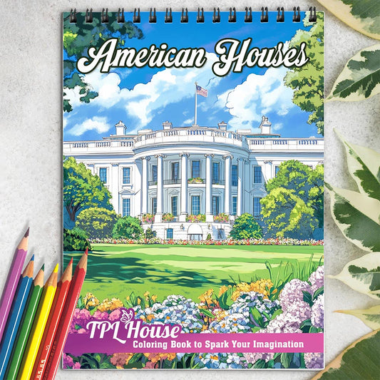 TPLHOUSE American Houses Coloring Book for Adults