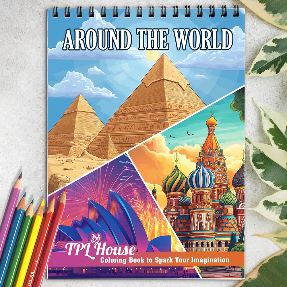 TPLHOUSE Around The World Coloring Book for Adults