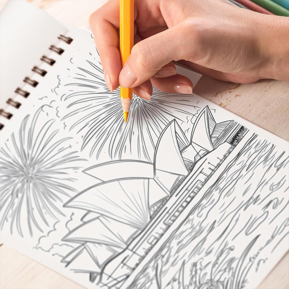 TPLHOUSE Around The World Coloring Book Spiral Bound for Adults