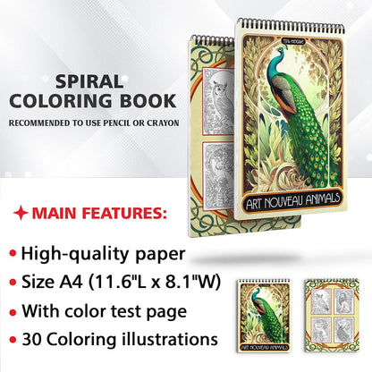 TPLHOUSE Art Nouveau Animals Coloring Sheets for Adults