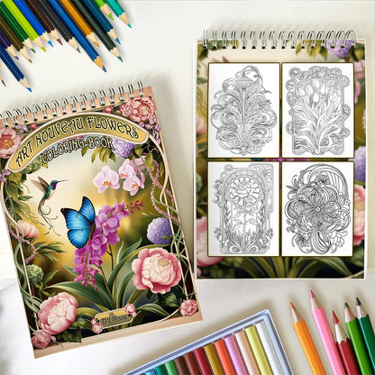 TPLHOUSE Art Nouveau Flowers Spiral Coloring Book for Adults