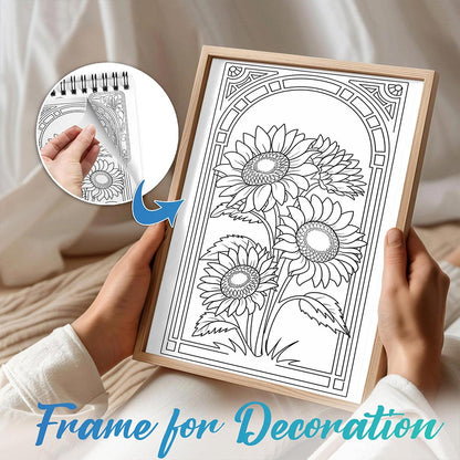 TPLHOUSE Art Nouveau Flowers Spiral Bound Coloring Book for Adults