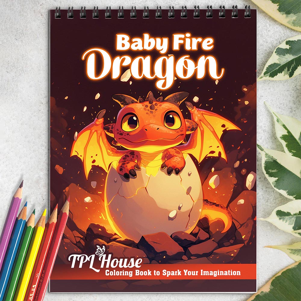 TPLHOUSE Baby Fire Dragon Coloring Book for Adults