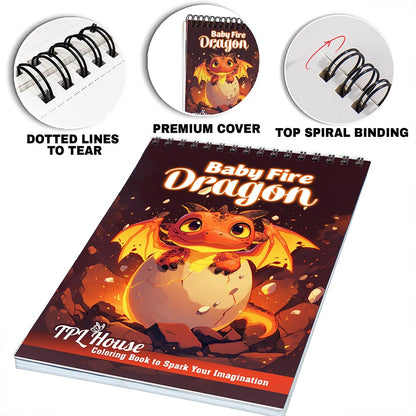 TPLHOUSE Baby Fire Dragon Coloring Pages for Adults