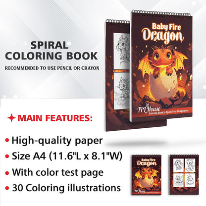 TPLHOUSE Baby Fire Dragon Coloring Sheets for Adults