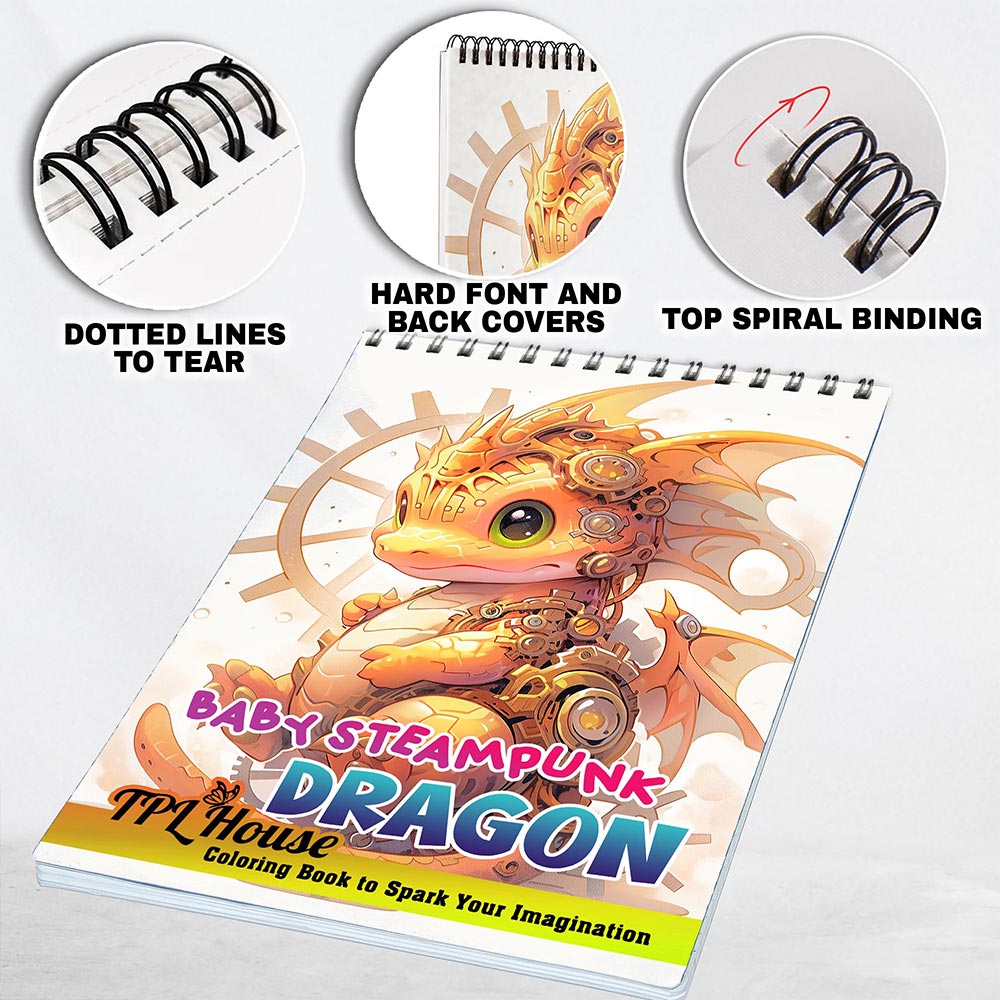 TPLHOUSE Baby Steampunk Dragon Coloring Pages for Adult