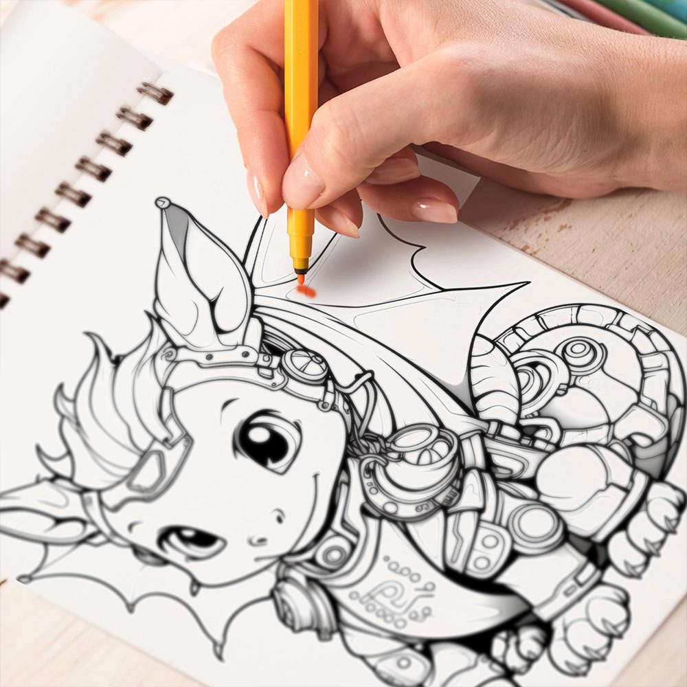 TPLHOUSE Baby Steampunk Dragon Coloring Book Spiral Bound for Adult