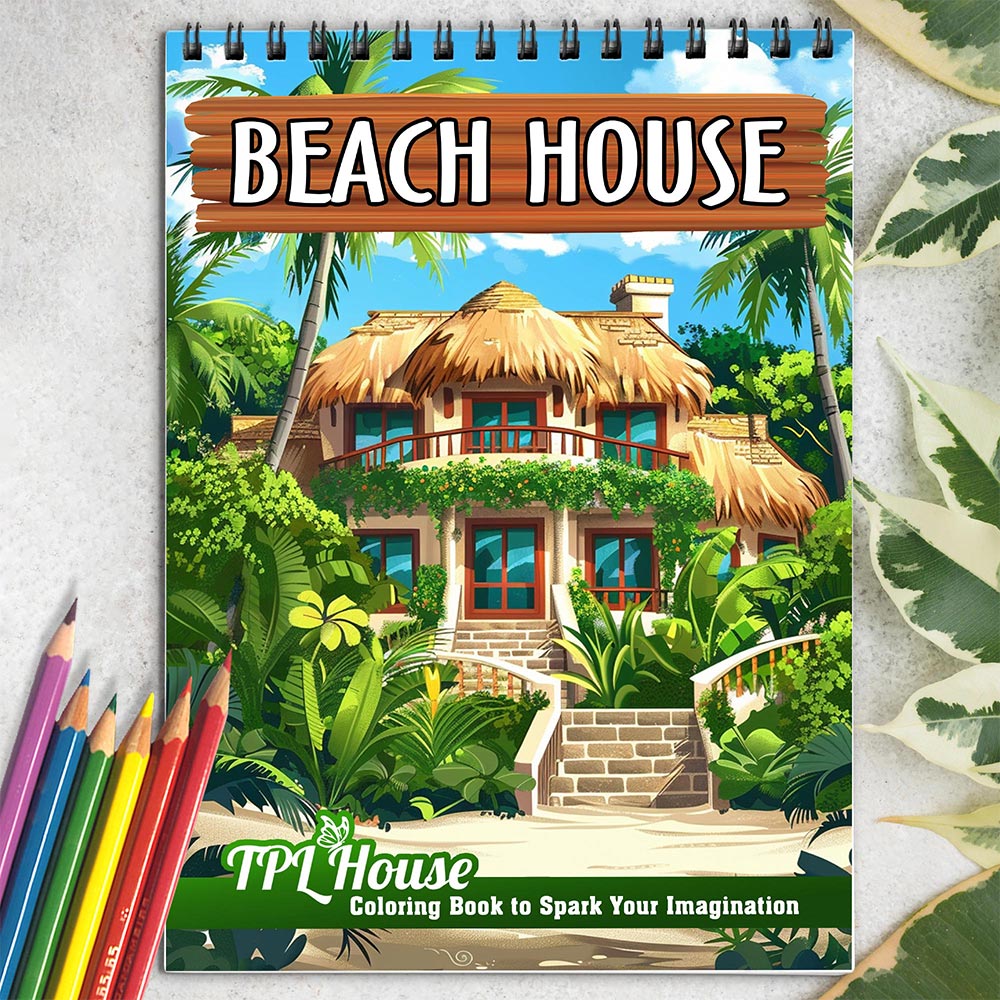 TPLHOUSE Beach House Coloring Book for Adults