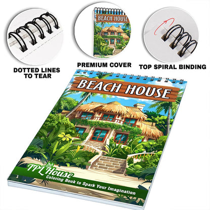 TPLHOUSE Beach House Coloring Pages for Adults