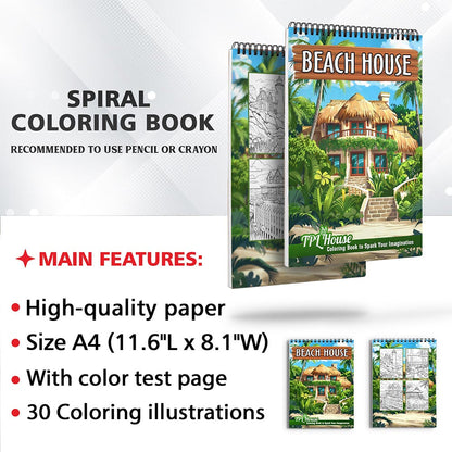 TPLHOUSE Beach House Coloring Sheets for Adults