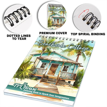 TPLHOUSE Beachside Cottage Coloring Pages for Adults